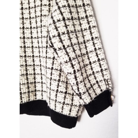 Oversized Tweed Textured Knit Cardigan Jacket Sweater OS Chunky Knit Pockets - Picture 11 of 16